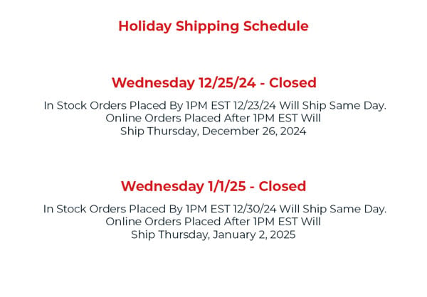 2024-25 Holiday Shipping Schedule