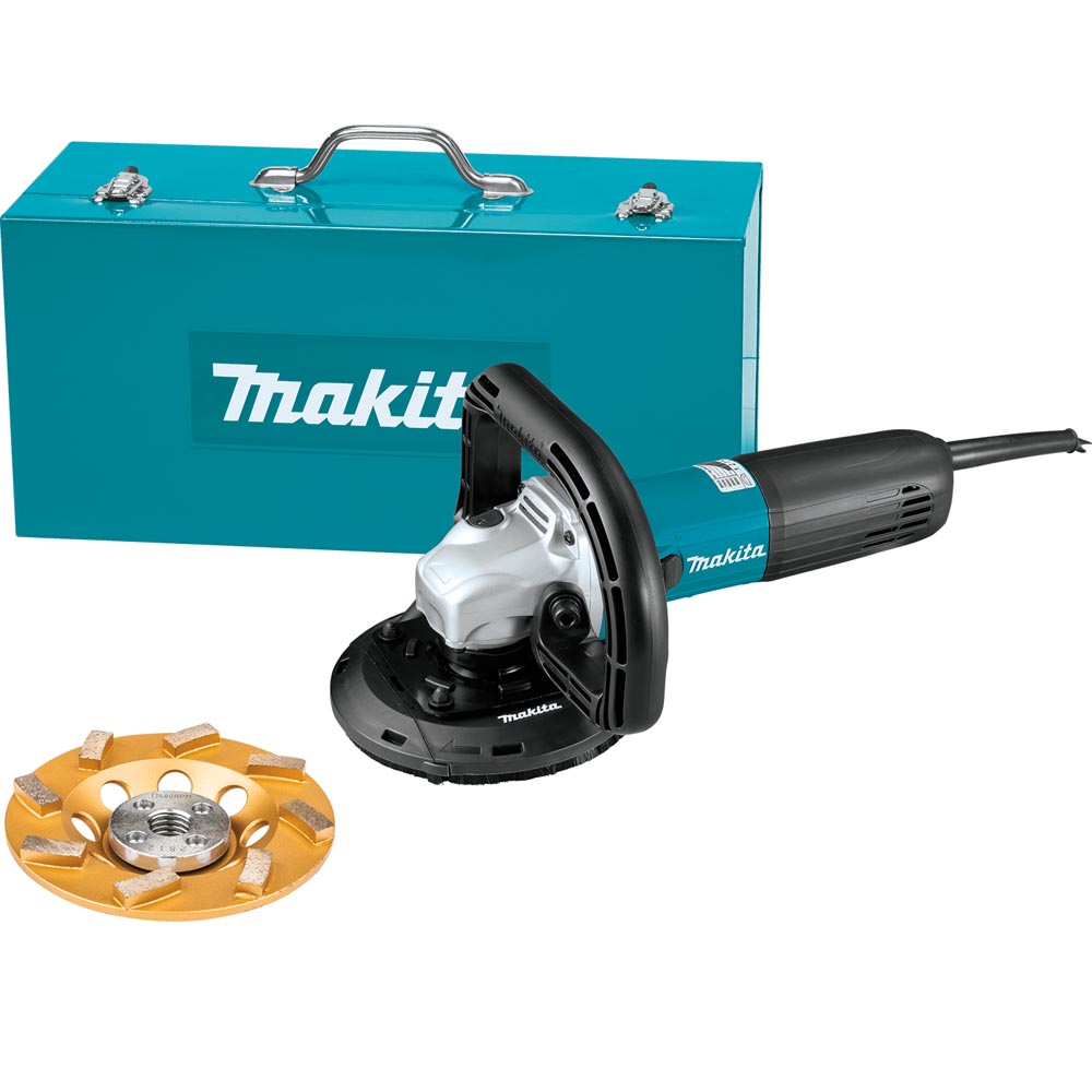 Makita PC5010CX1 5" SJS II Compact Concrete Planer With Dust Extraction Shroud And Diamond Cup Wheel - Heyden