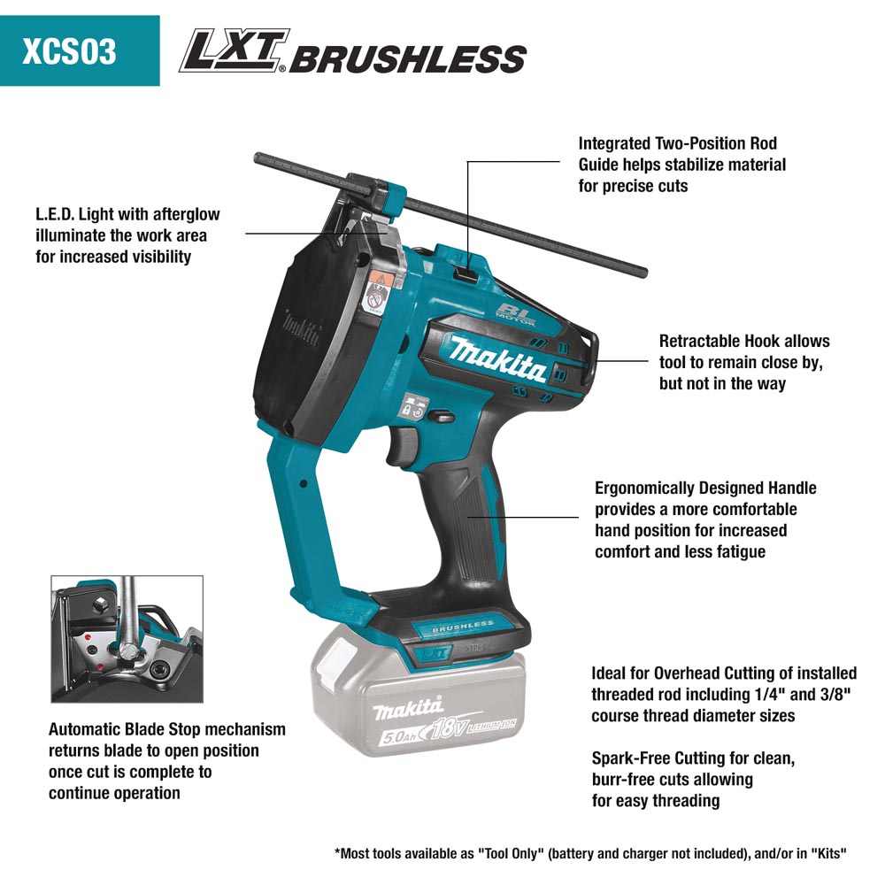 Tool Only] Makita XCS03Z 18V LXT Lithium‑Ion Brushless Cordless Threaded  Rod Cutter Heyden Supply